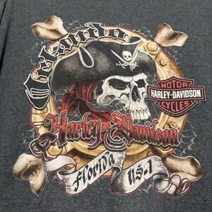 Harley Davidson Motorcycles Yo Ho Pirate Orlando Florida FL 5XL Plus Shirt Grey